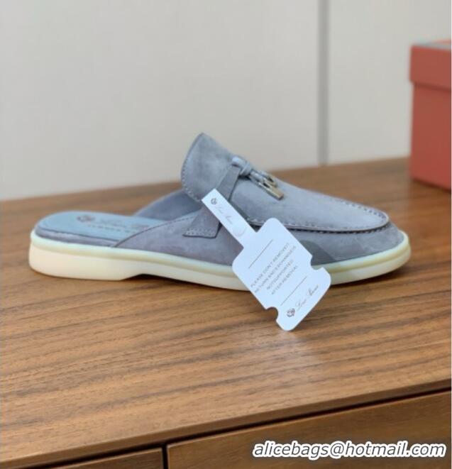 ​Shop Cheap Loro Piana Charms Walk Babouche Loafer in Suede LP060510 Deep Grey 2025
