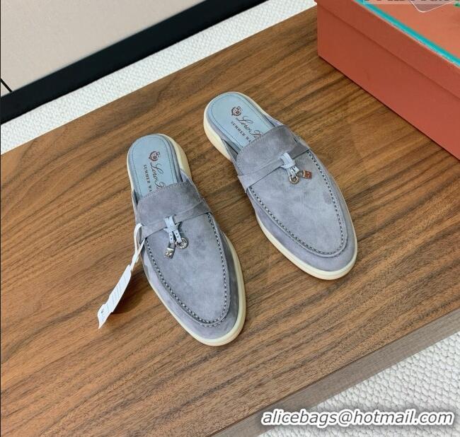 ​Shop Cheap Loro Piana Charms Walk Babouche Loafer in Suede LP060510 Deep Grey 2025