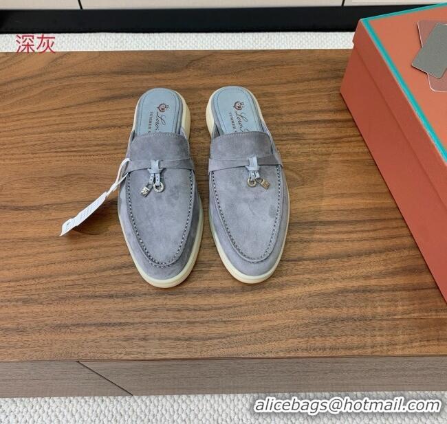 ​Shop Cheap Loro Piana Charms Walk Babouche Loafer in Suede LP060510 Deep Grey 2025