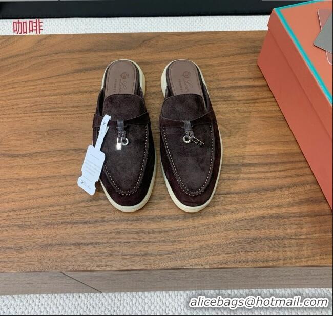 Low Cost Loro Piana Charms Walk Babouche Loafer in Suede LP060511 Coffee 2025