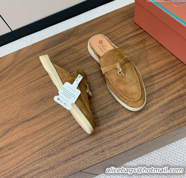 ​Good Quality Loro Piana Charms Walk Babouche Loafer in Suede LP060512 Brown 2025