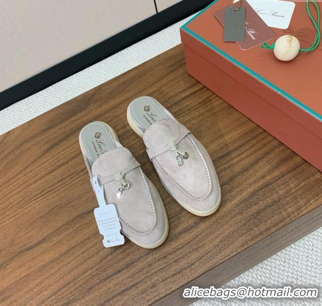 ​Top Grade Loro Piana Charms Walk Babouche Loafer in Suede LP060513 Bright Grey 2025