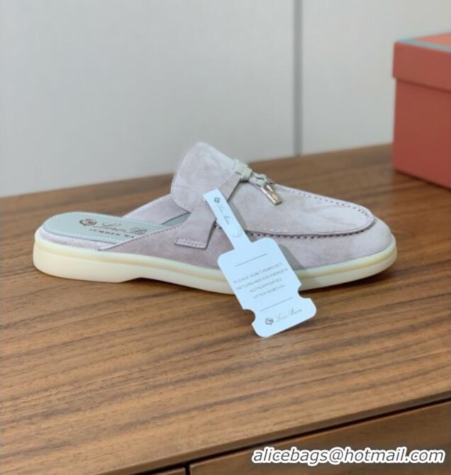 ​Top Grade Loro Piana Charms Walk Babouche Loafer in Suede LP060513 Bright Grey 2025