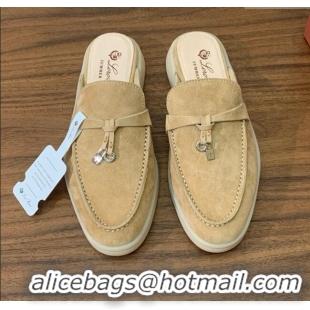 Top Design Loro Piana Charms Walk Babouche Loafer in Suede LP060514 Sand 2025