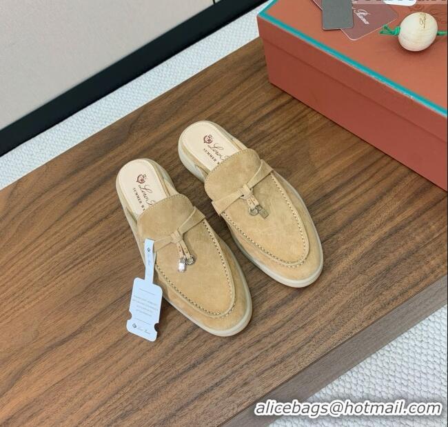 Top Design Loro Piana Charms Walk Babouche Loafer in Suede LP060514 Sand 2025