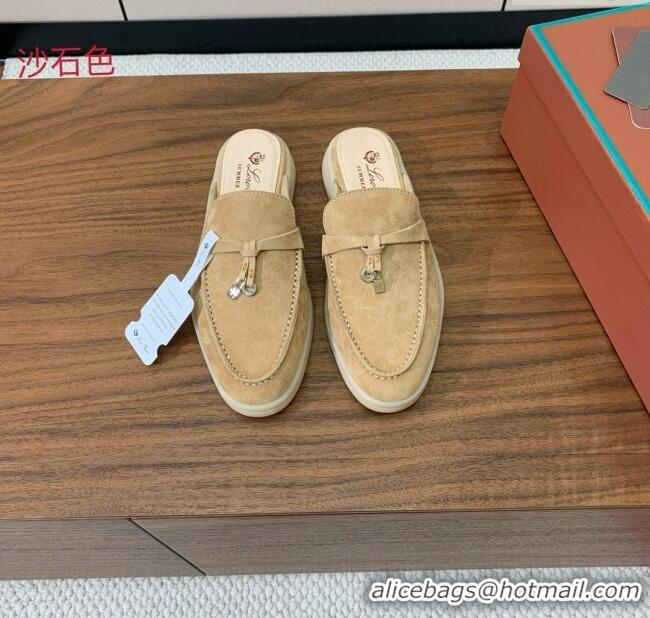 Top Design Loro Piana Charms Walk Babouche Loafer in Suede LP060514 Sand 2025