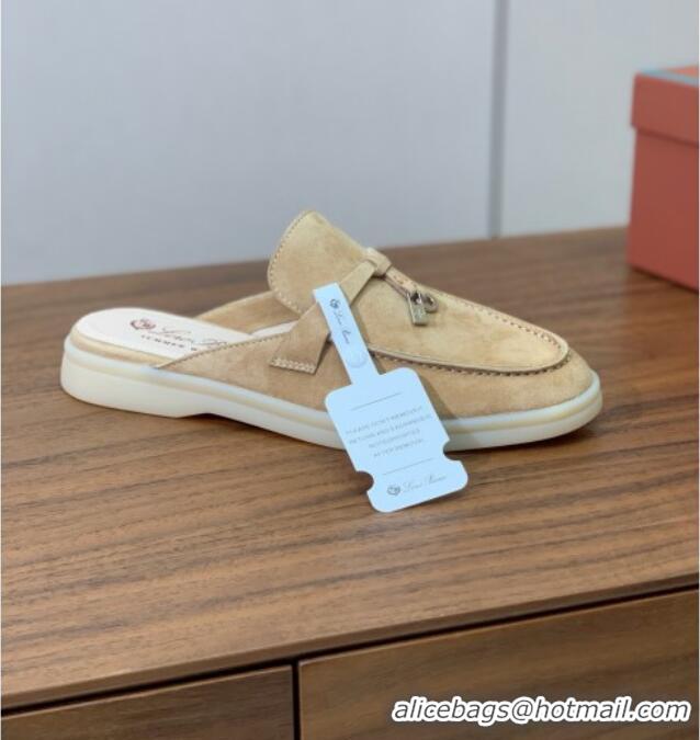 Top Design Loro Piana Charms Walk Babouche Loafer in Suede LP060514 Sand 2025