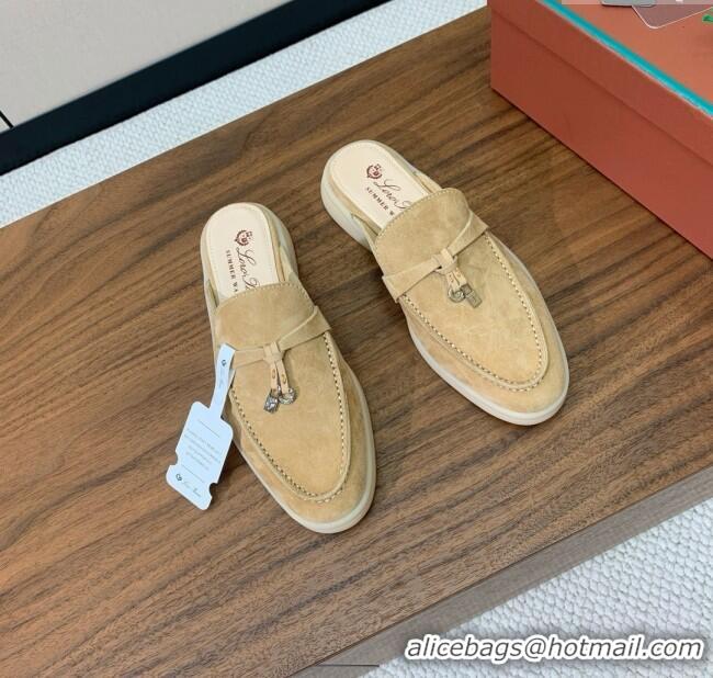 Top Design Loro Piana Charms Walk Babouche Loafer in Suede LP060514 Sand 2025