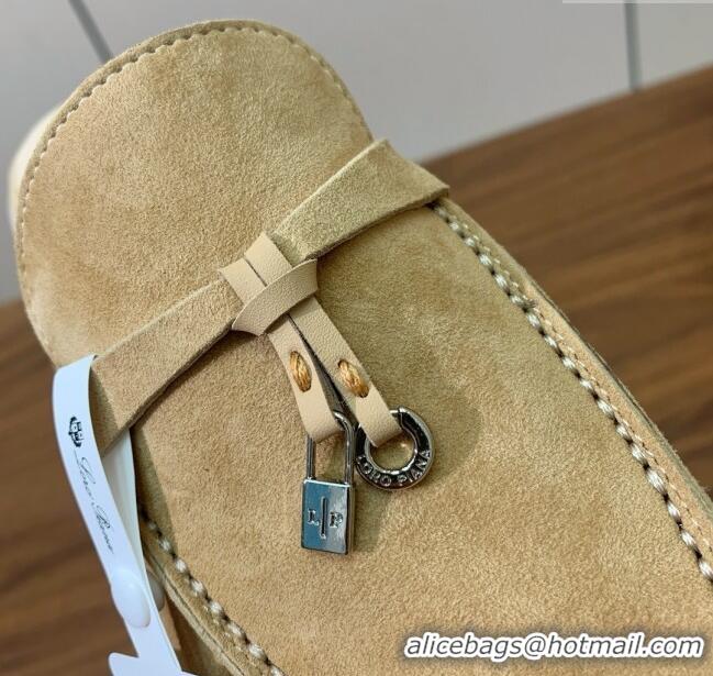 Top Design Loro Piana Charms Walk Babouche Loafer in Suede LP060514 Sand 2025