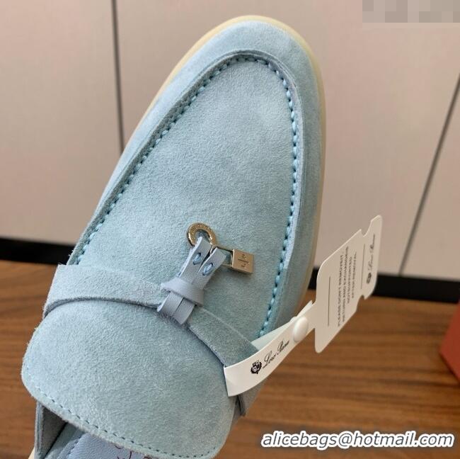 ​Best Product Loro Piana Charms Walk Babouche Loafer in Suede LP060515 Light Blue 2025