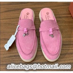 ​Good Taste Loro Piana Charms Walk Babouche Loafer in Suede LP060516 Peach Pink 2025