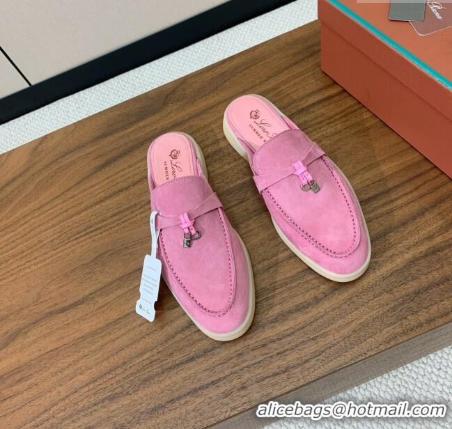 ​Good Taste Loro Piana Charms Walk Babouche Loafer in Suede LP060516 Peach Pink 2025