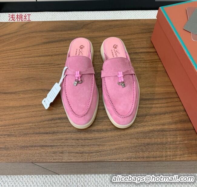 ​Good Taste Loro Piana Charms Walk Babouche Loafer in Suede LP060516 Peach Pink 2025