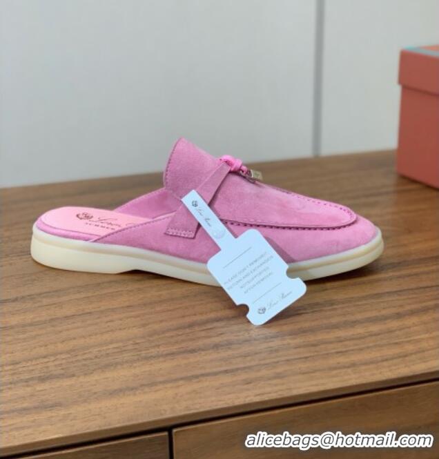 ​Good Taste Loro Piana Charms Walk Babouche Loafer in Suede LP060516 Peach Pink 2025