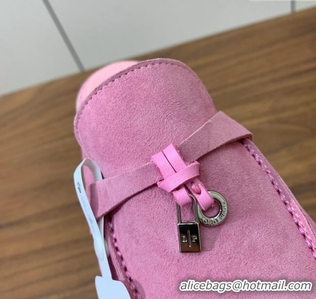 ​Good Taste Loro Piana Charms Walk Babouche Loafer in Suede LP060516 Peach Pink 2025