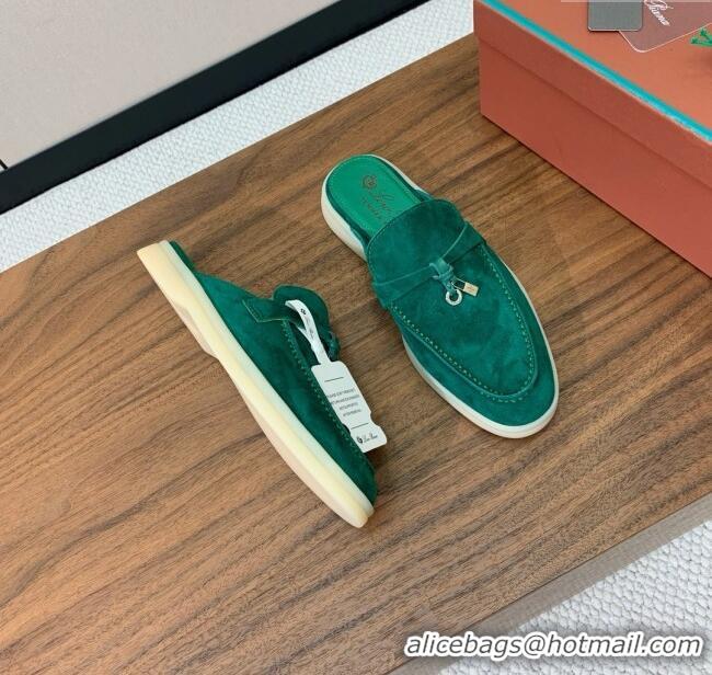 Famous Brand Loro Piana Charms Walk Babouche Loafer in Suede LP060517 Green 2025