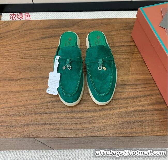 Famous Brand Loro Piana Charms Walk Babouche Loafer in Suede LP060517 Green 2025