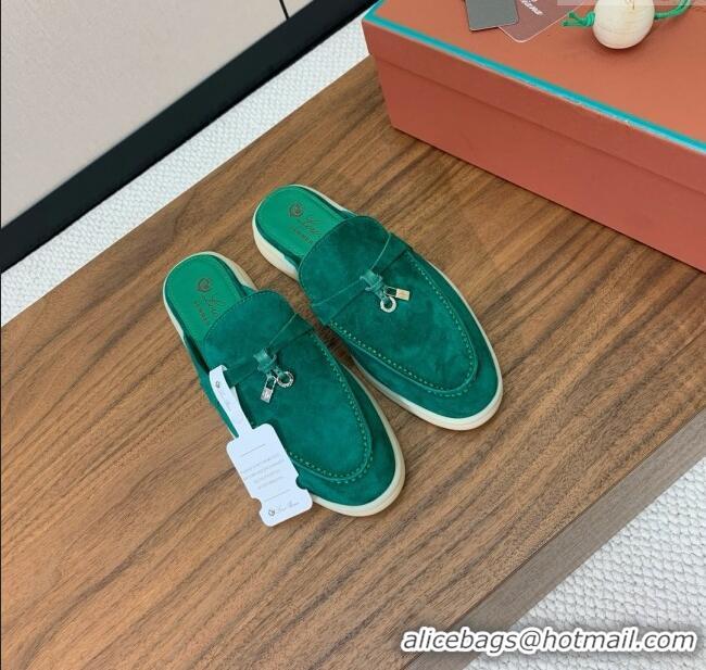 Famous Brand Loro Piana Charms Walk Babouche Loafer in Suede LP060517 Green 2025