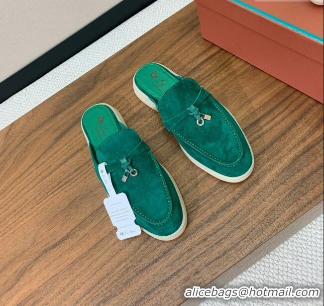 Famous Brand Loro Piana Charms Walk Babouche Loafer in Suede LP060517 Green 2025