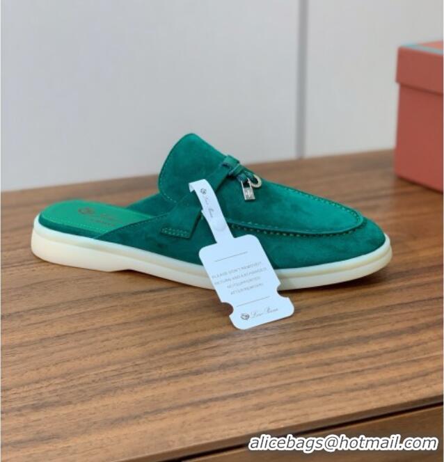 Famous Brand Loro Piana Charms Walk Babouche Loafer in Suede LP060517 Green 2025
