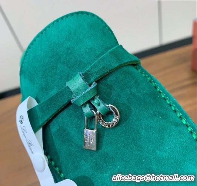 Famous Brand Loro Piana Charms Walk Babouche Loafer in Suede LP060517 Green 2025