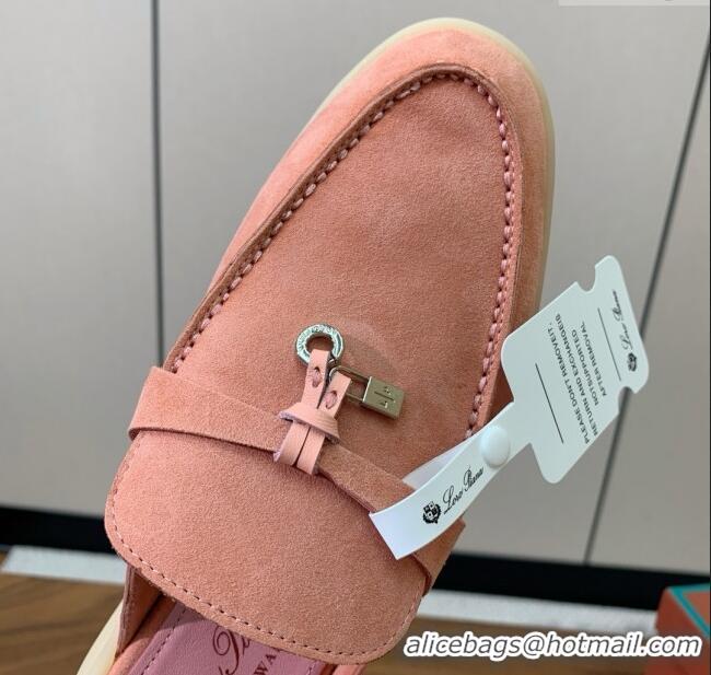​Pretty Style Loro Piana Charms Walk Babouche Loafer in Suede LP060518 Pink 2025