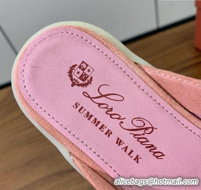​Pretty Style Loro Piana Charms Walk Babouche Loafer in Suede LP060518 Pink 2025