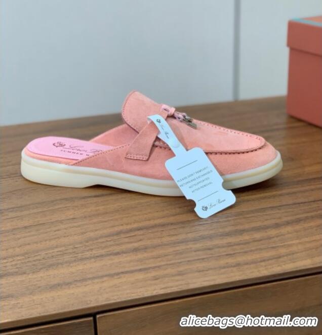 ​Pretty Style Loro Piana Charms Walk Babouche Loafer in Suede LP060518 Pink 2025