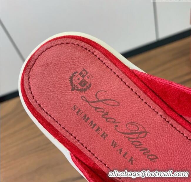 ​Low Cost Loro Piana Charms Walk Babouche Loafer in Suede LP060519 Red 2025