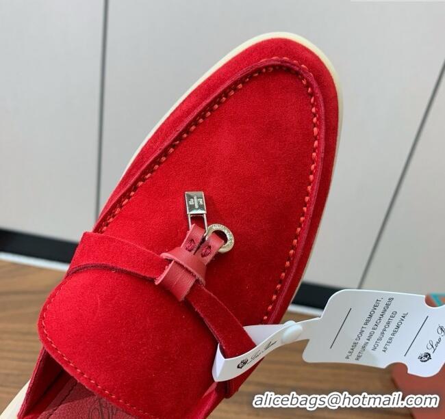 ​Low Cost Loro Piana Charms Walk Babouche Loafer in Suede LP060519 Red 2025