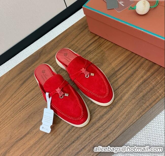 ​Low Cost Loro Piana Charms Walk Babouche Loafer in Suede LP060519 Red 2025
