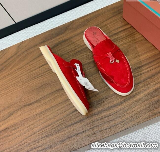 ​Low Cost Loro Piana Charms Walk Babouche Loafer in Suede LP060519 Red 2025