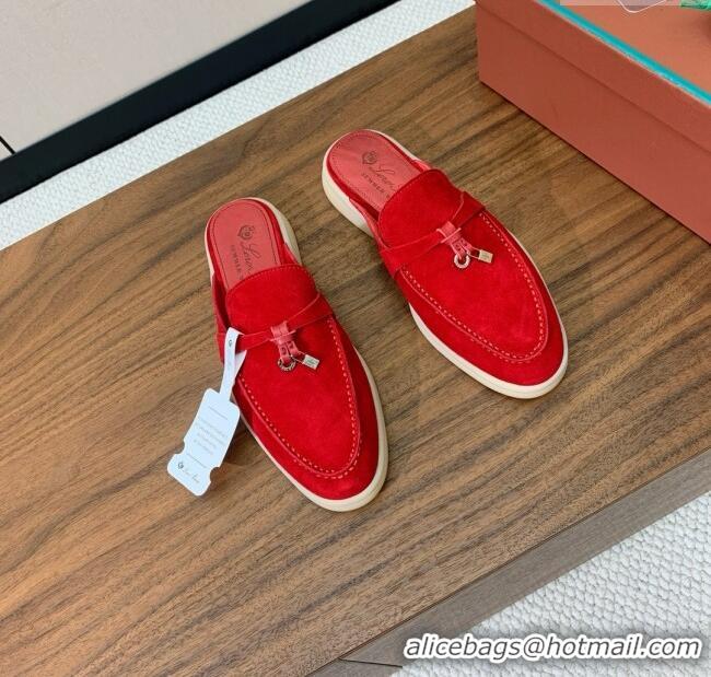 ​Low Cost Loro Piana Charms Walk Babouche Loafer in Suede LP060519 Red 2025