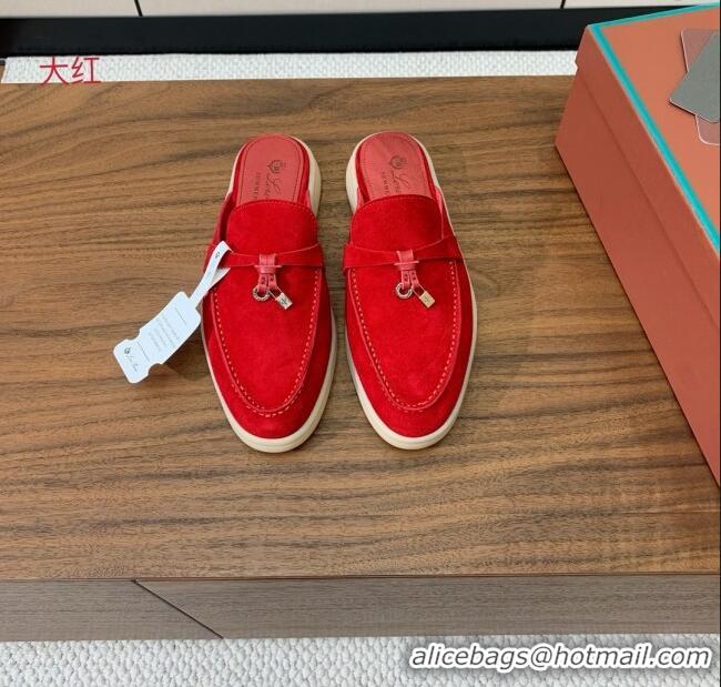 ​Low Cost Loro Piana Charms Walk Babouche Loafer in Suede LP060519 Red 2025