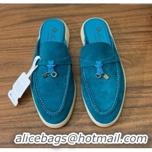 ​Best Price Loro Piana Charms Walk Babouche Loafer in Suede LP060520 Sapphire Blue 2025