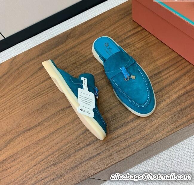 ​Best Price Loro Piana Charms Walk Babouche Loafer in Suede LP060520 Sapphire Blue 2025