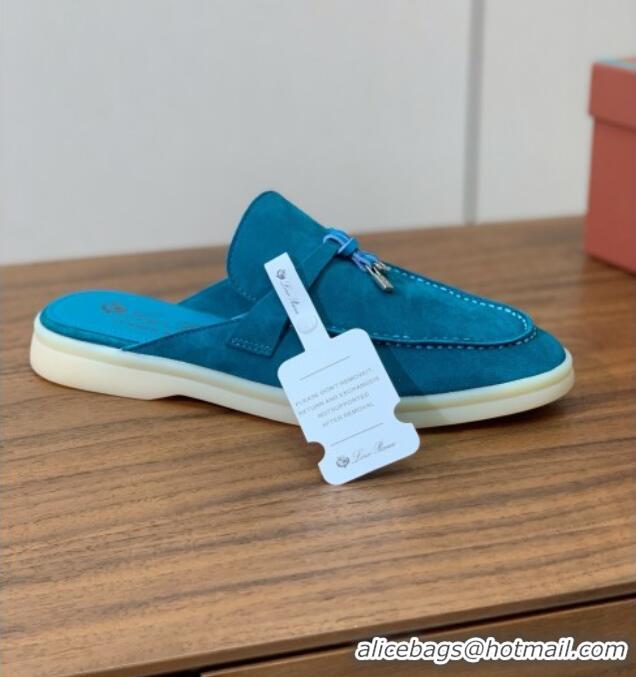 ​Best Price Loro Piana Charms Walk Babouche Loafer in Suede LP060520 Sapphire Blue 2025
