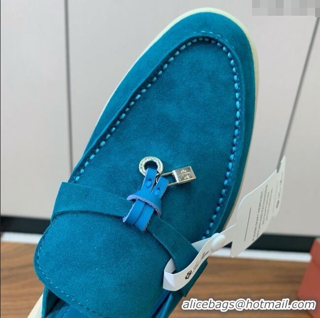 ​Best Price Loro Piana Charms Walk Babouche Loafer in Suede LP060520 Sapphire Blue 2025