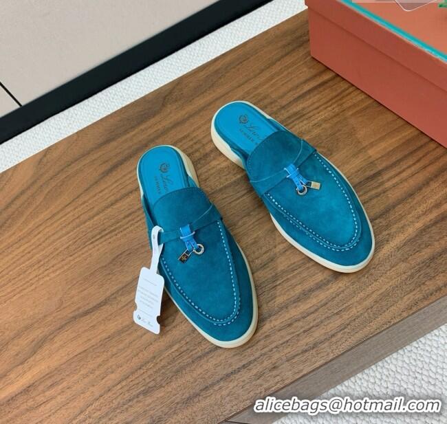 ​Best Price Loro Piana Charms Walk Babouche Loafer in Suede LP060520 Sapphire Blue 2025