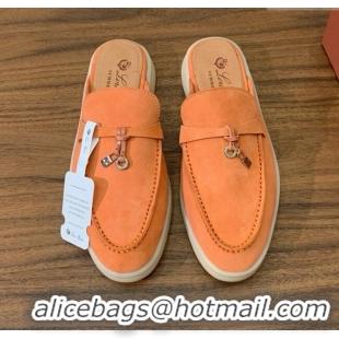 Luxury Discount Loro Piana Charms Walk Babouche Loafer in Suede LP060521 Orange 2025