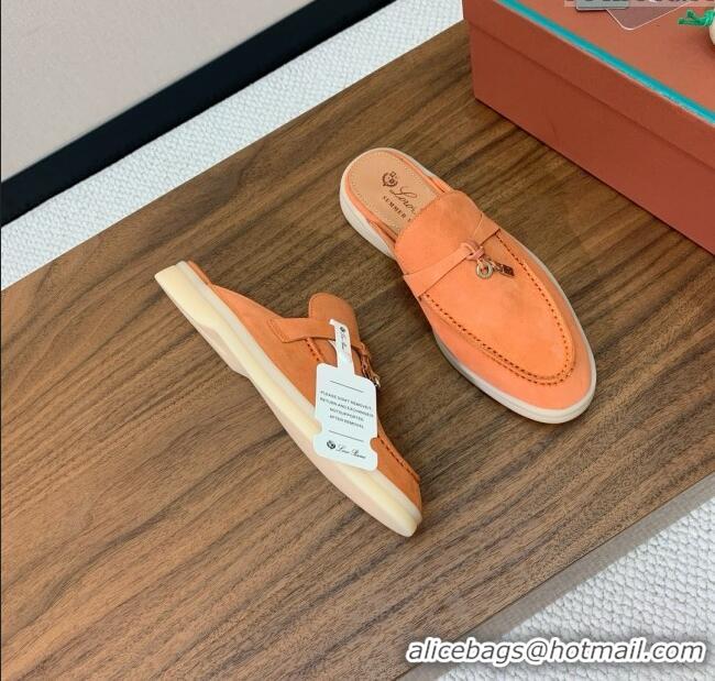 Luxury Discount Loro Piana Charms Walk Babouche Loafer in Suede LP060521 Orange 2025