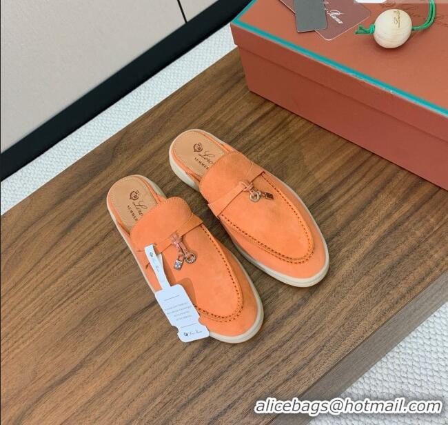 Luxury Discount Loro Piana Charms Walk Babouche Loafer in Suede LP060521 Orange 2025