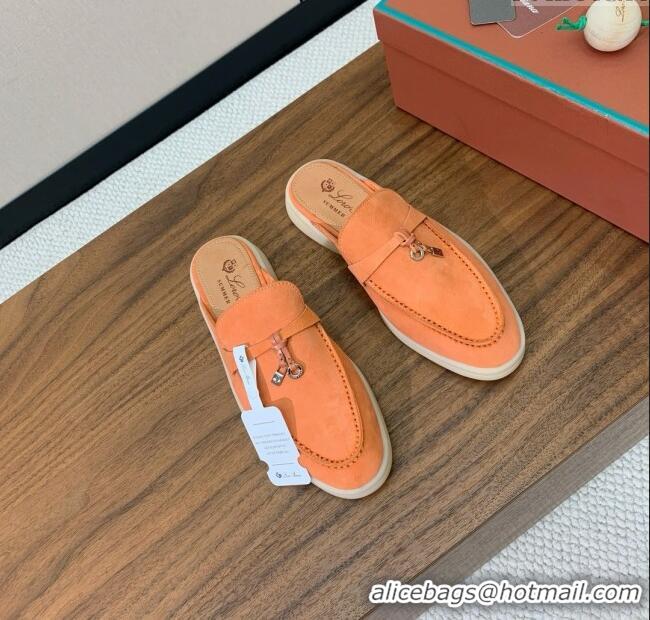 Luxury Discount Loro Piana Charms Walk Babouche Loafer in Suede LP060521 Orange 2025