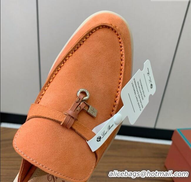 Luxury Discount Loro Piana Charms Walk Babouche Loafer in Suede LP060521 Orange 2025