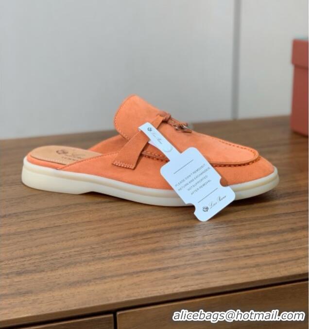 Luxury Discount Loro Piana Charms Walk Babouche Loafer in Suede LP060521 Orange 2025