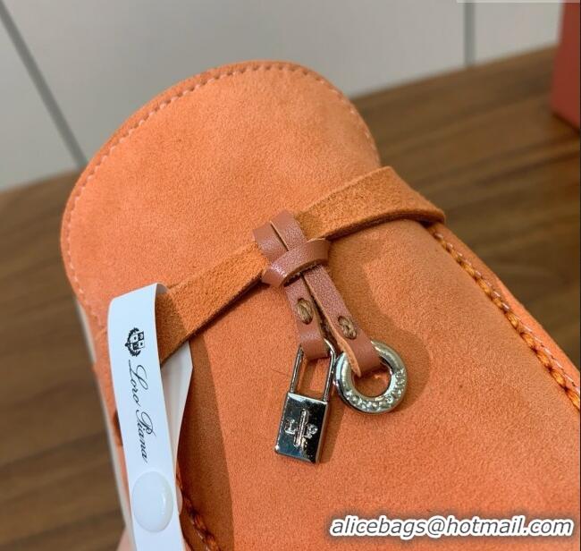 Luxury Discount Loro Piana Charms Walk Babouche Loafer in Suede LP060521 Orange 2025