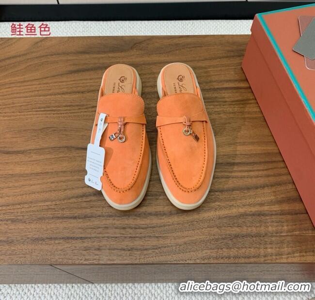 Luxury Discount Loro Piana Charms Walk Babouche Loafer in Suede LP060521 Orange 2025