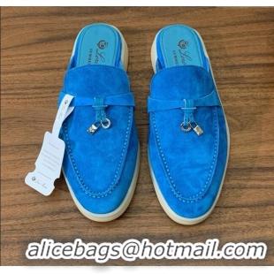 ​Best Product Loro Piana Charms Walk Babouche Loafer in Suede LP060522 Peacock Blue 2025