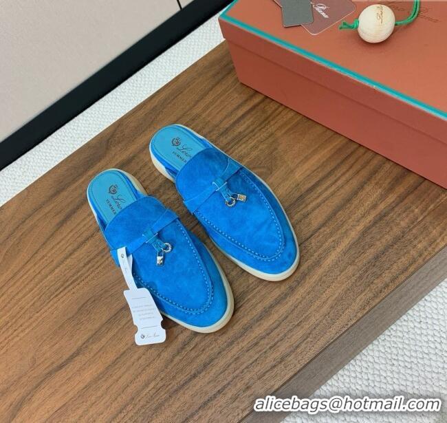 ​Best Product Loro Piana Charms Walk Babouche Loafer in Suede LP060522 Peacock Blue 2025