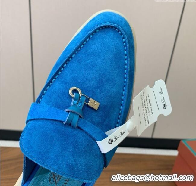 ​Best Product Loro Piana Charms Walk Babouche Loafer in Suede LP060522 Peacock Blue 2025